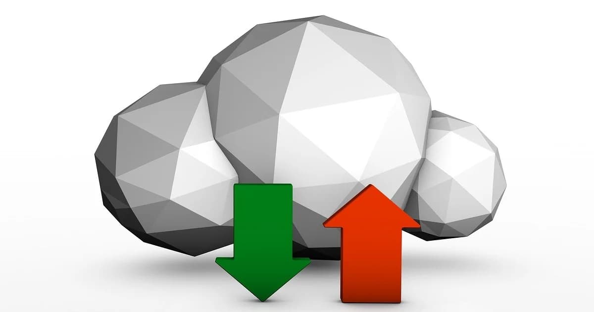 A cloud with upload and download arrows: a file transfer that keeps going when the network drops