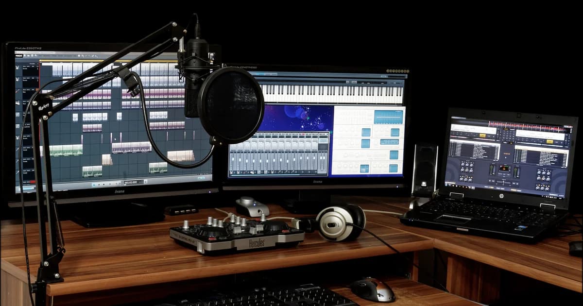 estúdio, música, mixer, áudio, controlador, estúdio de música, gravação, mesa de som, microfone, estúdio de som, pc, software, notebook